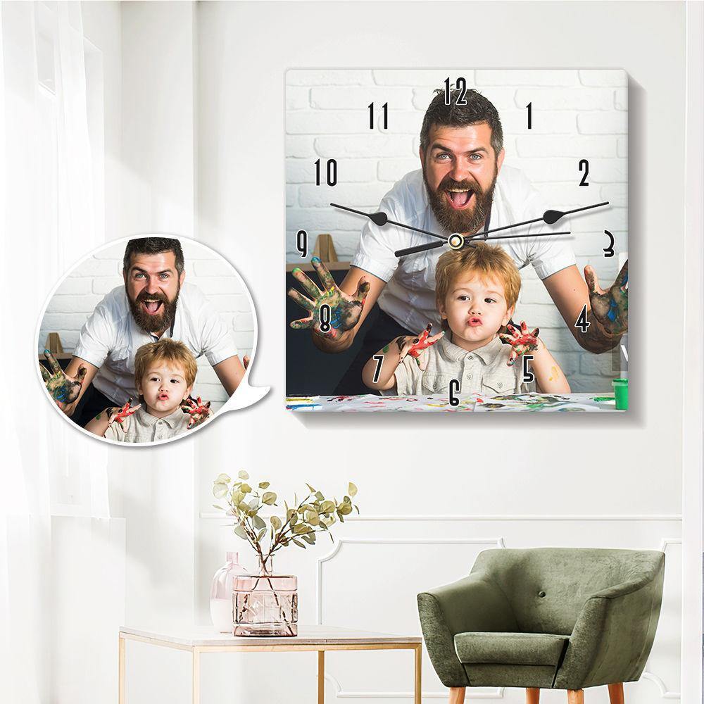 Photo Wall Clock Square Gift for Father