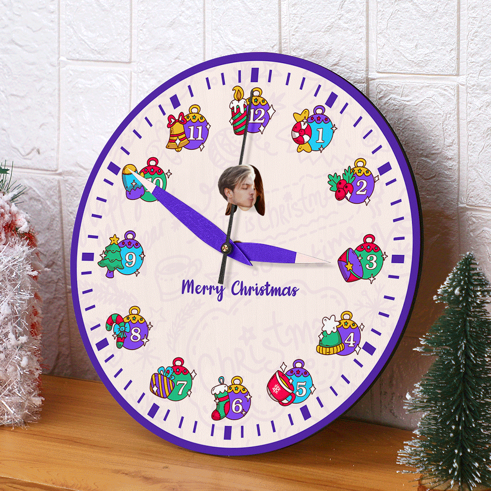 Custom Face Clock Christmas Gifts Kiss My Girl Add Personalized Text