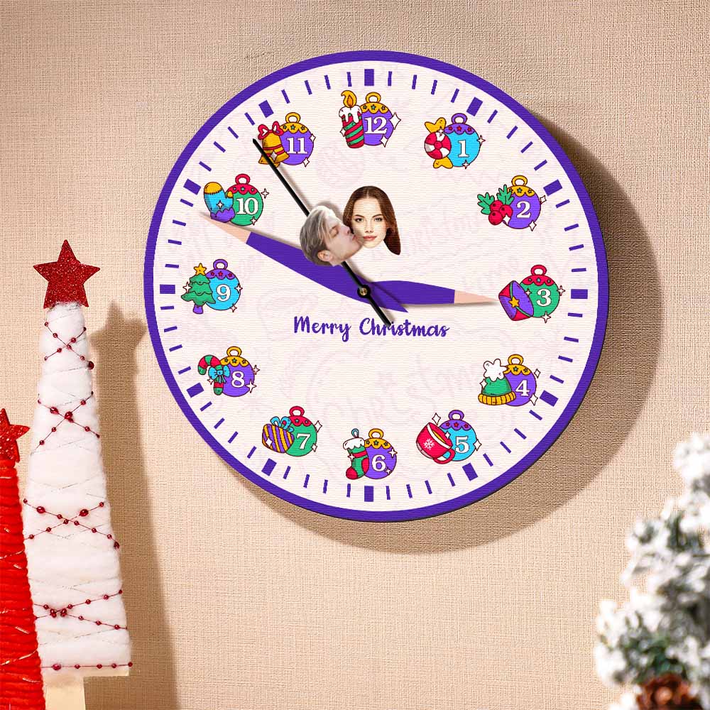Custom Face Clock Christmas Gifts Kiss My Girl Add Personalized Text