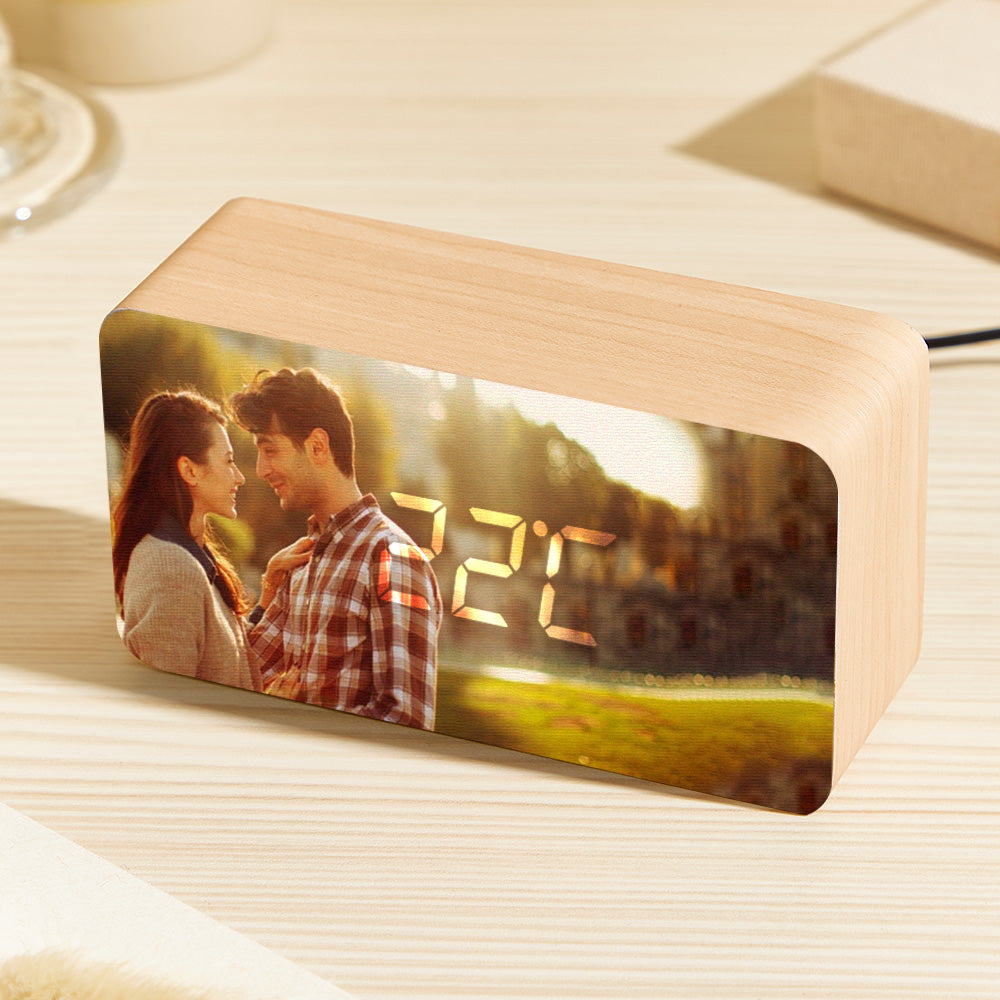 Custom Photo Wooden Alarm Clock Personalized Valentine's Day Gifts