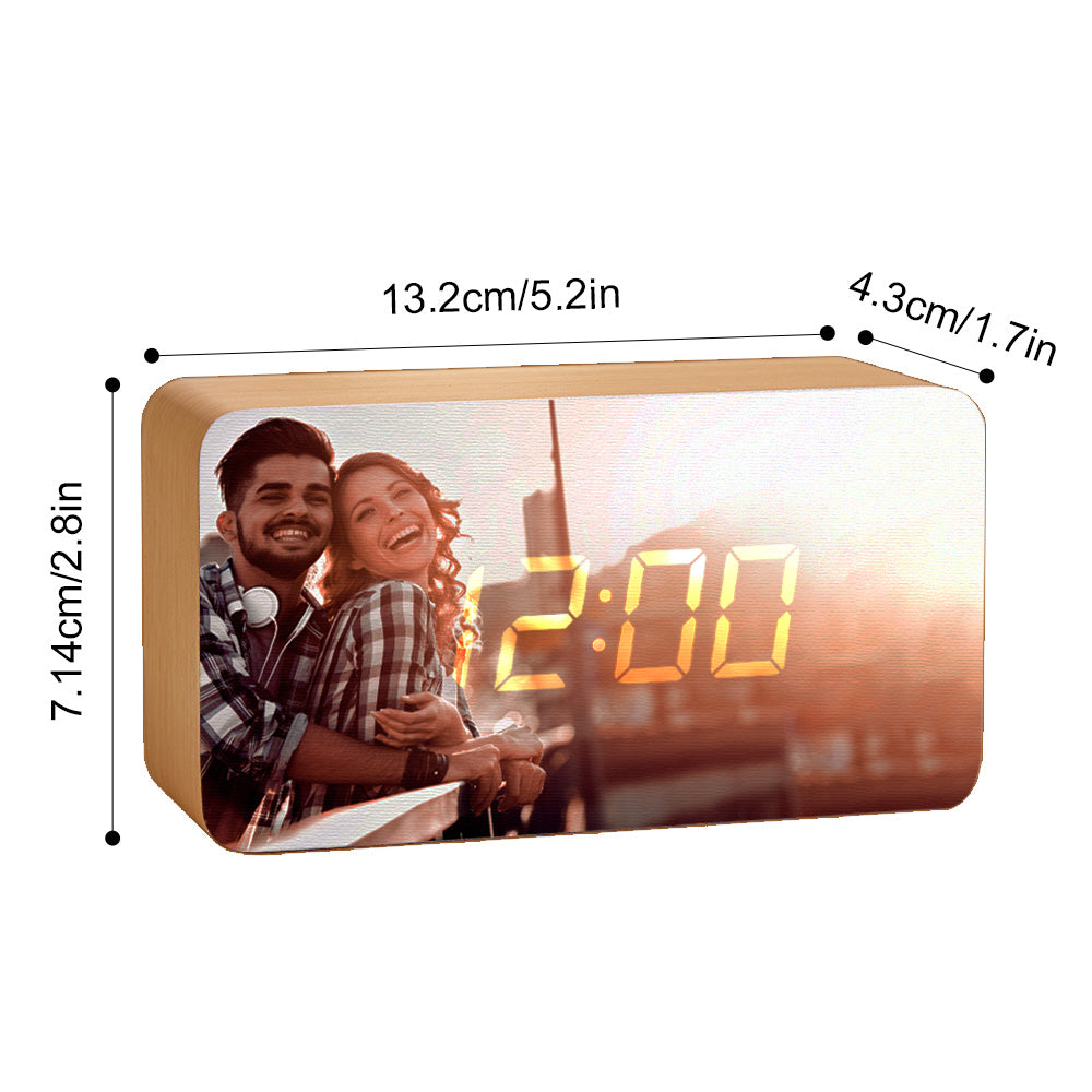 Custom Photo Wooden Alarm Clock Personalized Valentine's Day Gifts