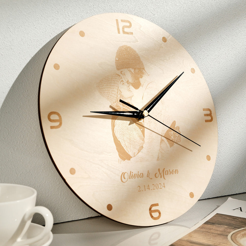 Custom Photo Wooden Clock Love Valentine's Day Gifts