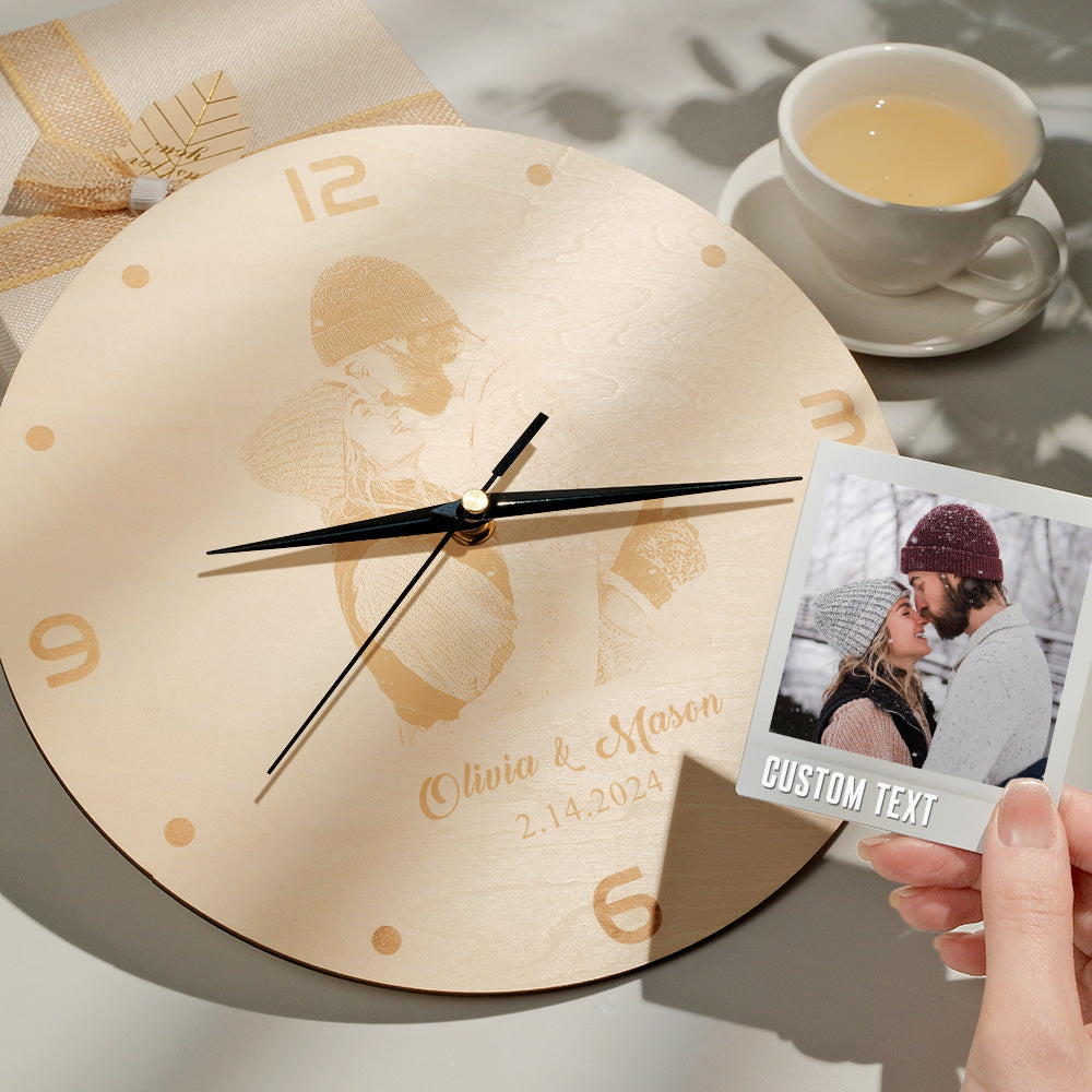 Custom Photo Wooden Clock Love Valentine's Day Gifts
