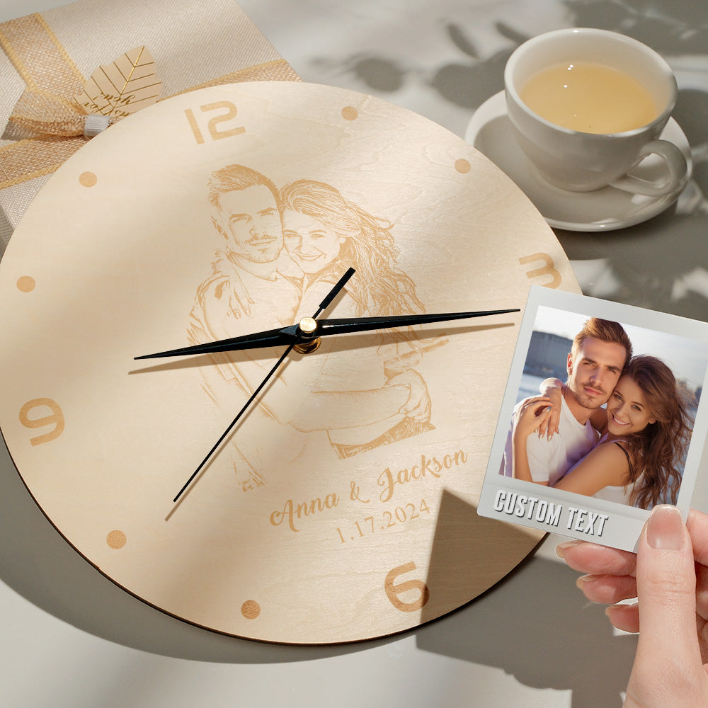 Custom Photo Wooden Clock Love Valentine's Day Gifts