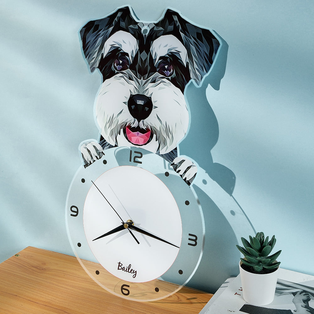 Custom Photo Clock Personalized Cat Face Home Decor Gifts for Pet Lover