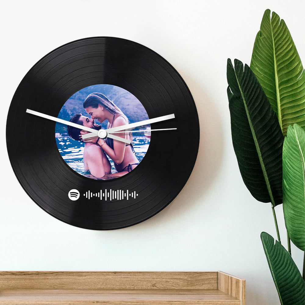 Custom Spotify Code Photo Clock Personalized Vinyl Record Clock Unique Home Decor Gifts