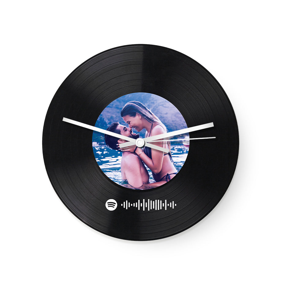 Custom Spotify Code Photo Clock Personalized Vinyl Record Clock Unique Home Decor Gifts