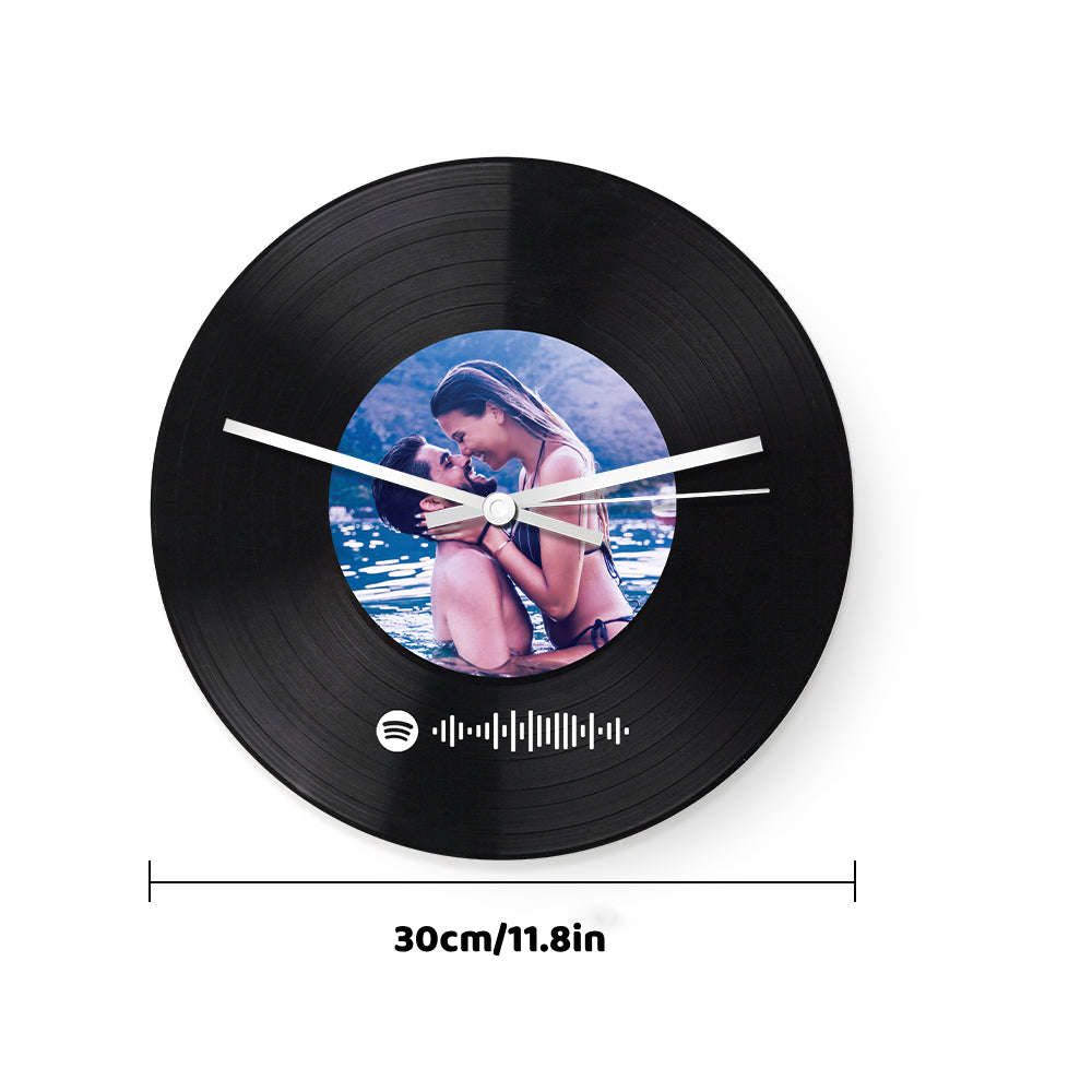 Custom Spotify Code Photo Clock Personalized Vinyl Record Clock Unique Home Decor Gifts