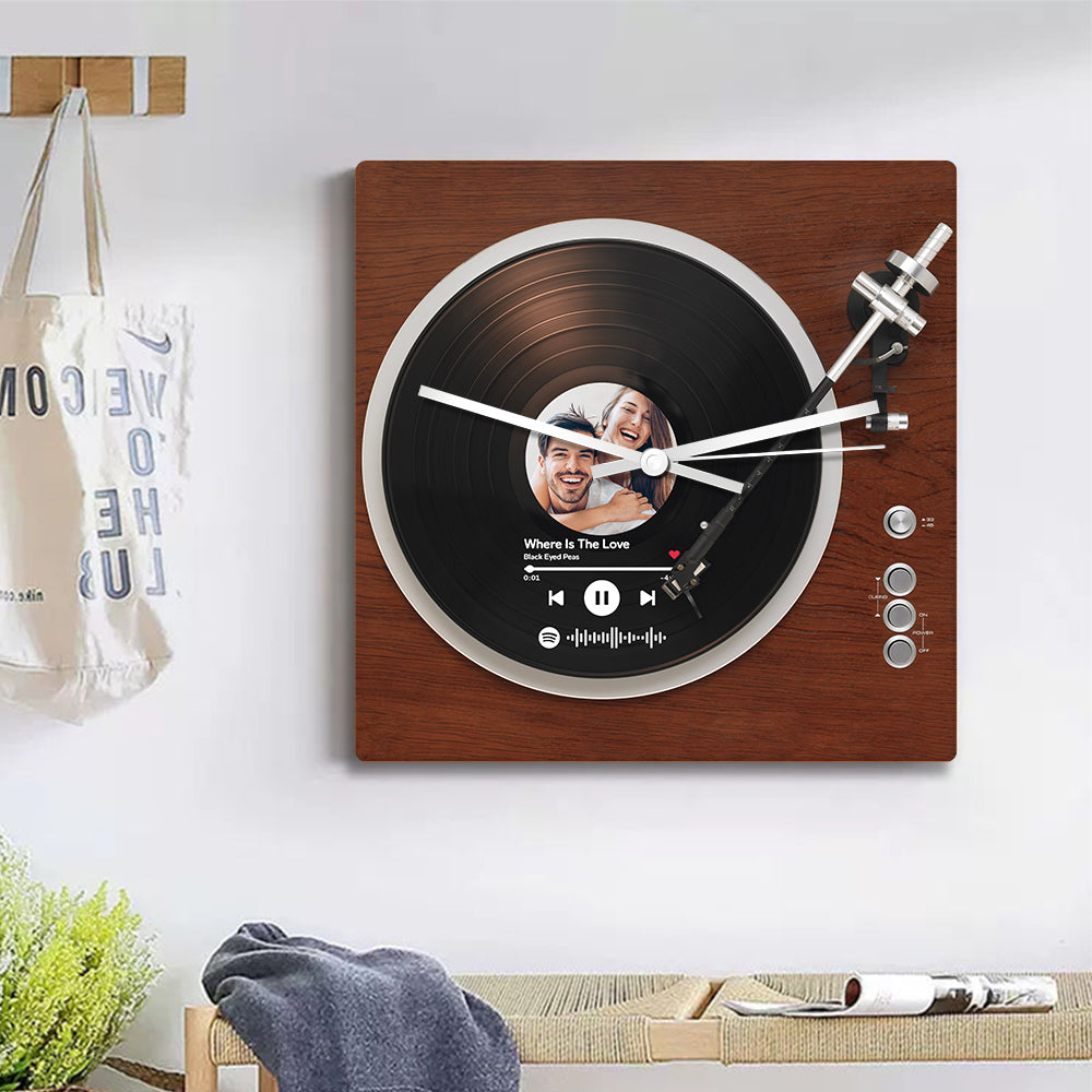 Personalized Vinyl Record Clock Custom Spotify Code Photo Square Clock Unique Home Decor Gifts