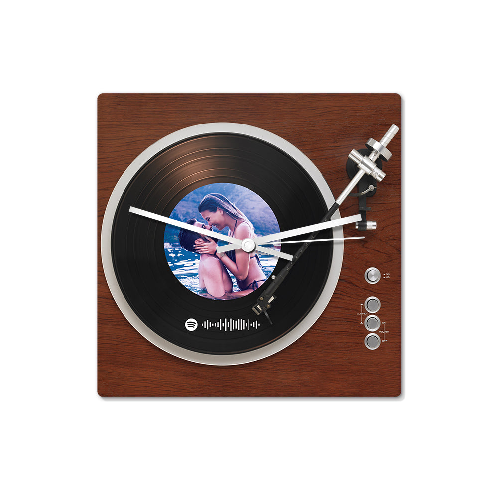 Custom Spotify Code Photo Square Clock Personalized Vinyl Record Clock Unique Home Decor Gifts