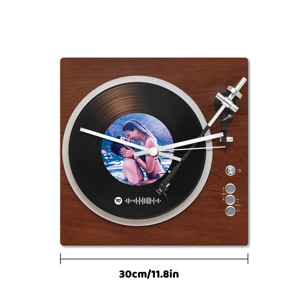 Custom Spotify Code Photo Square Clock Personalized Vinyl Record Clock Unique Home Decor Gifts
