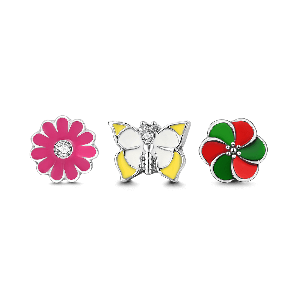 Butterfly Loves Flower Petite Locket Charms Set