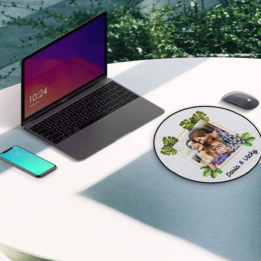 Custom Photo Round Mouse Pad Enjoy The Life