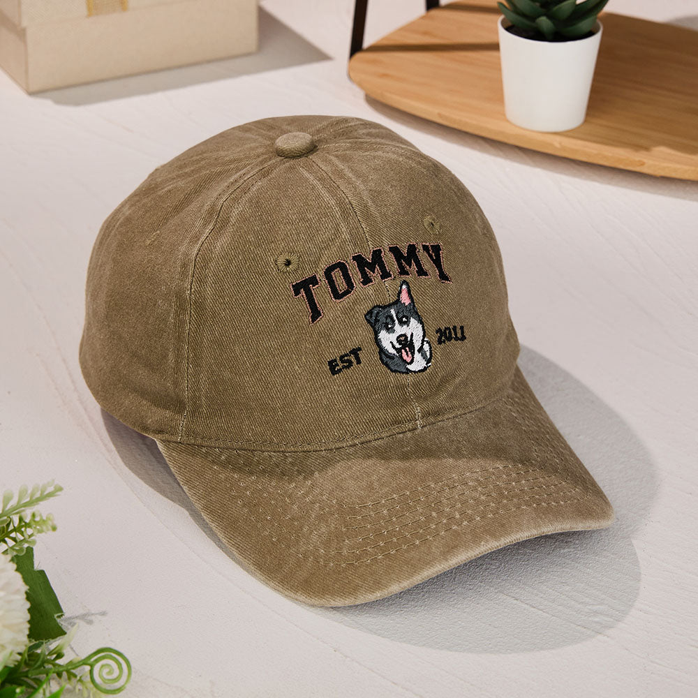 Custom Embroidered Hat with Pet Portrait Gifts for Pet Lovers