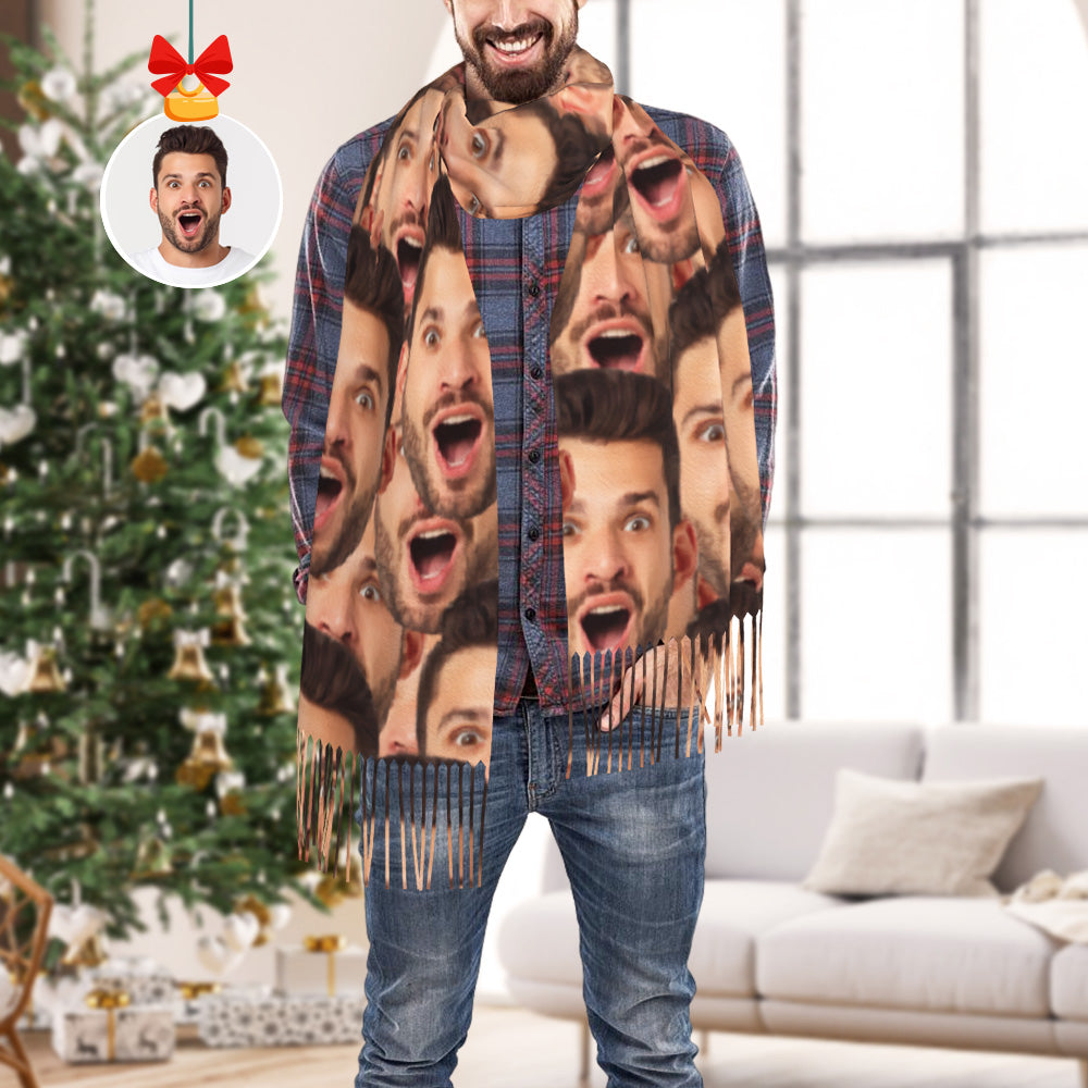 Custom Funny Scarf Personalized Face Soft Warm Fringe Shawl Unisex Scarf Gift for Winter