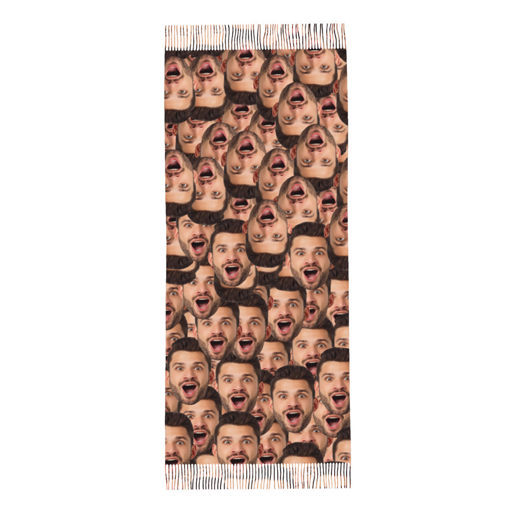 Custom Funny Scarf Personalized Face Soft Warm Fringe Shawl Unisex Scarf Gift for Winter