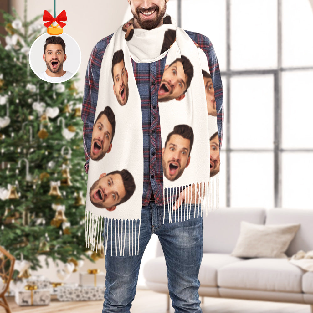 Custom Funny Scarf Personalized Face Unisex Soft Warm Fringe Scarf Shawl Gift for Winter