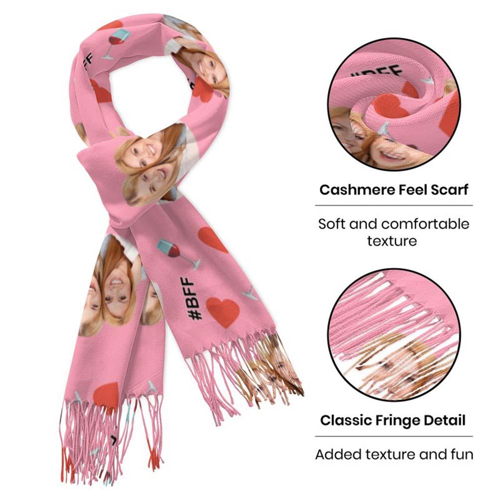 Custom Face Scarf For Friends Perfect Gift For Girls Warm Winter Fashion Accessories Multicolor Scarf Chiristmas Gift