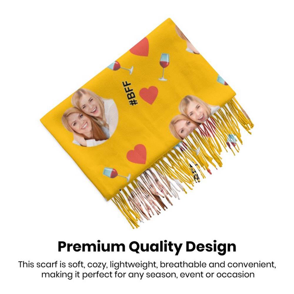 Custom Face Scarf For Friends Perfect Gift For Girls Warm Winter Fashion Accessories Multicolor Scarf Chiristmas Gift