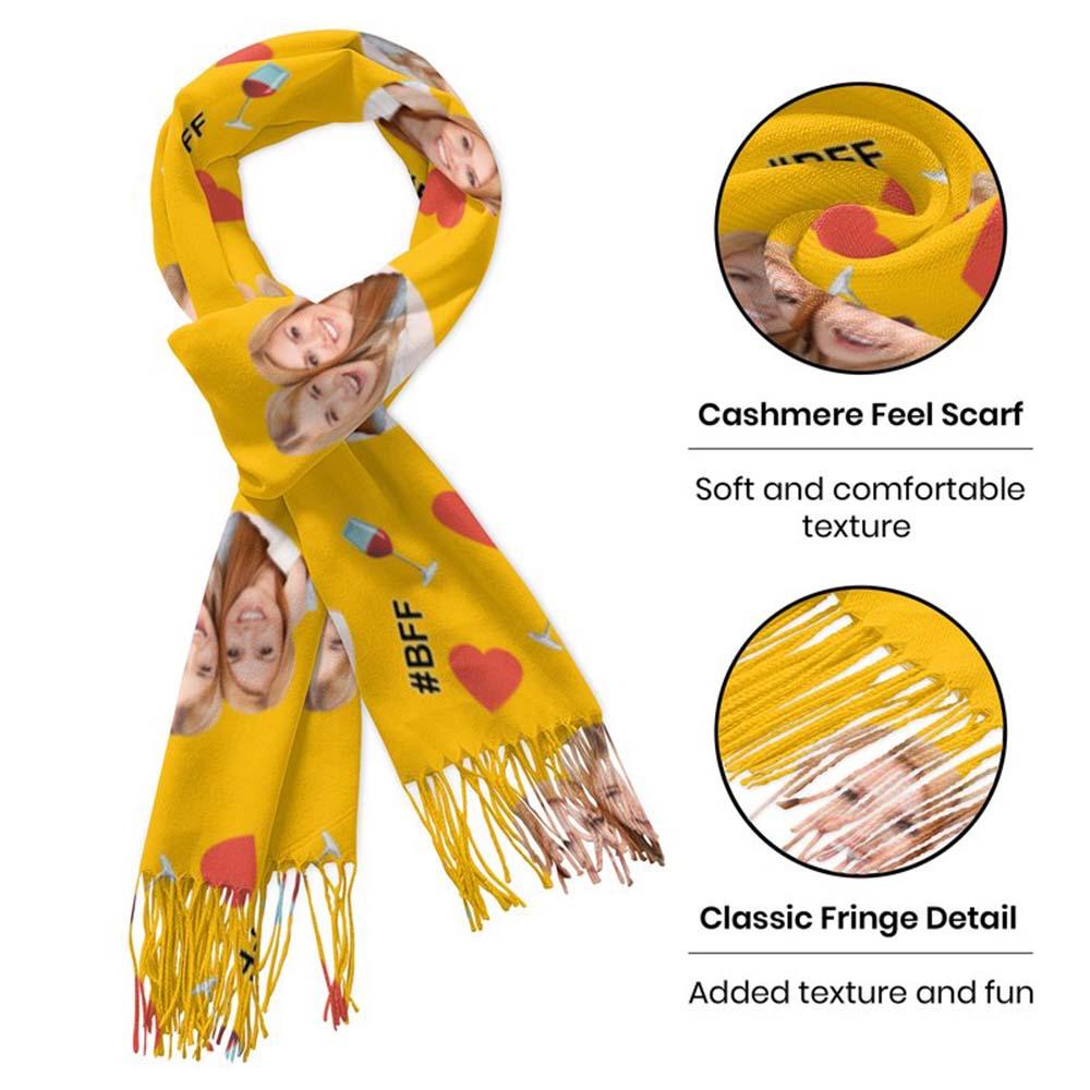 Custom Face Scarf For Friends Perfect Gift For Girls Warm Winter Fashion Accessories Multicolor Scarf Chiristmas Gift