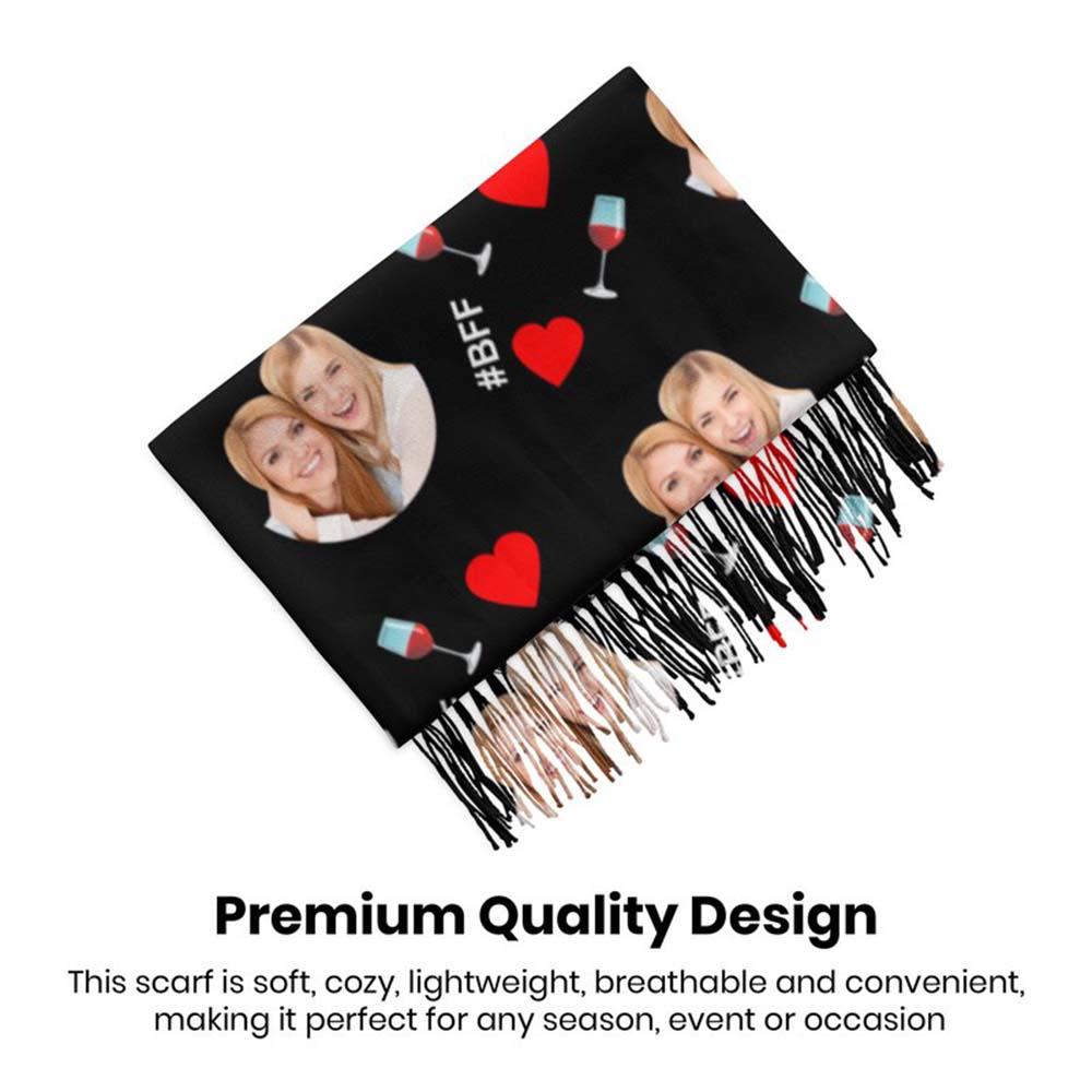 Custom Face Scarf For Friends Perfect Gift For Girls Warm Winter Fashion Accessories Multicolor Scarf Chiristmas Gift