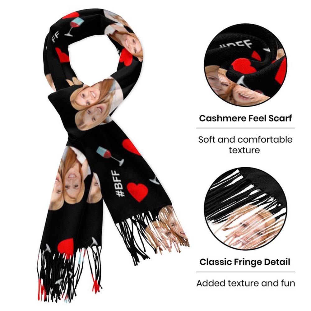Custom Face Scarf For Friends Perfect Gift For Girls Warm Winter Fashion Accessories Multicolor Scarf Chiristmas Gift