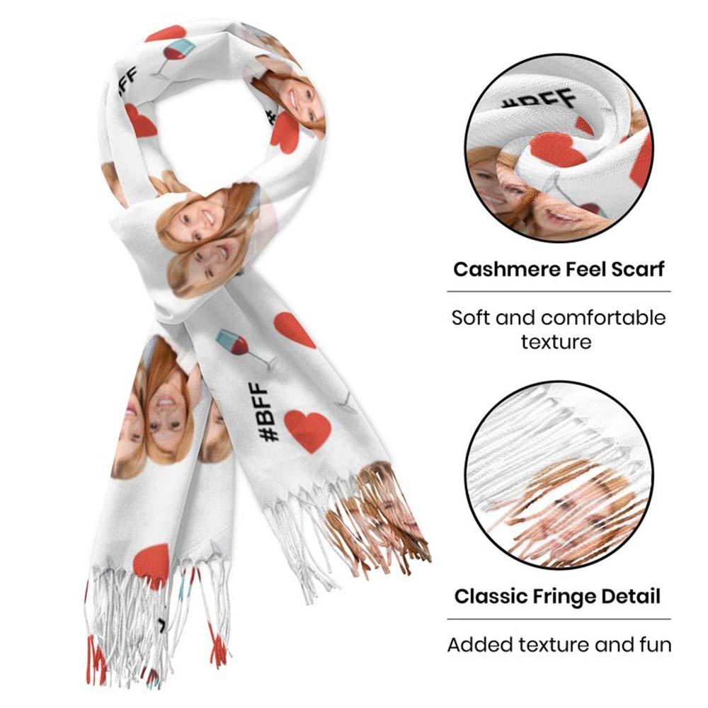 Custom Face Scarf For Friends Perfect Gift For Girls Warm Winter Fashion Accessories Multicolor Scarf Chiristmas Gift