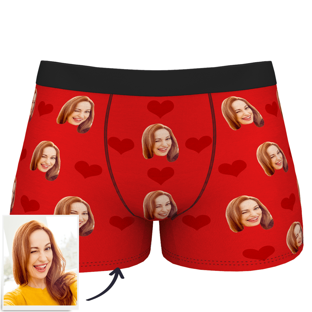 Custom  Photo Boxer Men's,Heart Face Underwear - Men