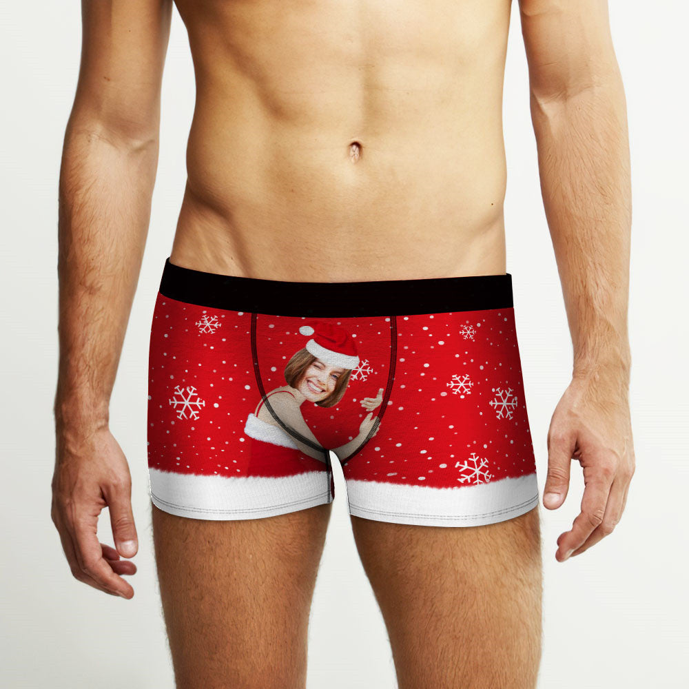 Custom Face Men's Christmas Underwear Face On Body Boxers Christmas Gift AR View Gift