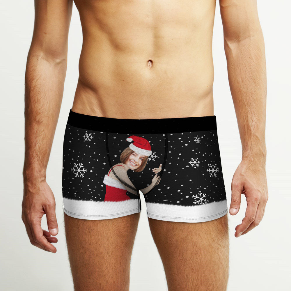 Custom Face Men's Christmas Underwear Face On Body Boxers Christmas Gift AR View Gift