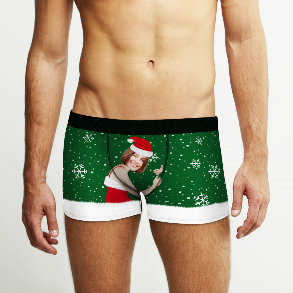 Custom Face Men's Christmas Underwear Face On Body Boxers Christmas Gift AR View Gift