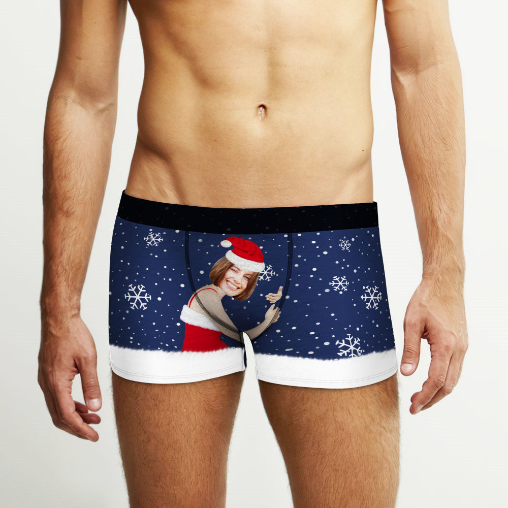 Custom Face Men's Christmas Underwear Face On Body Boxers Christmas Gift AR View Gift