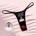 Custom Face Women's Tanga Thong I Love Your Cock Valentine's Day Gift AR View Gift