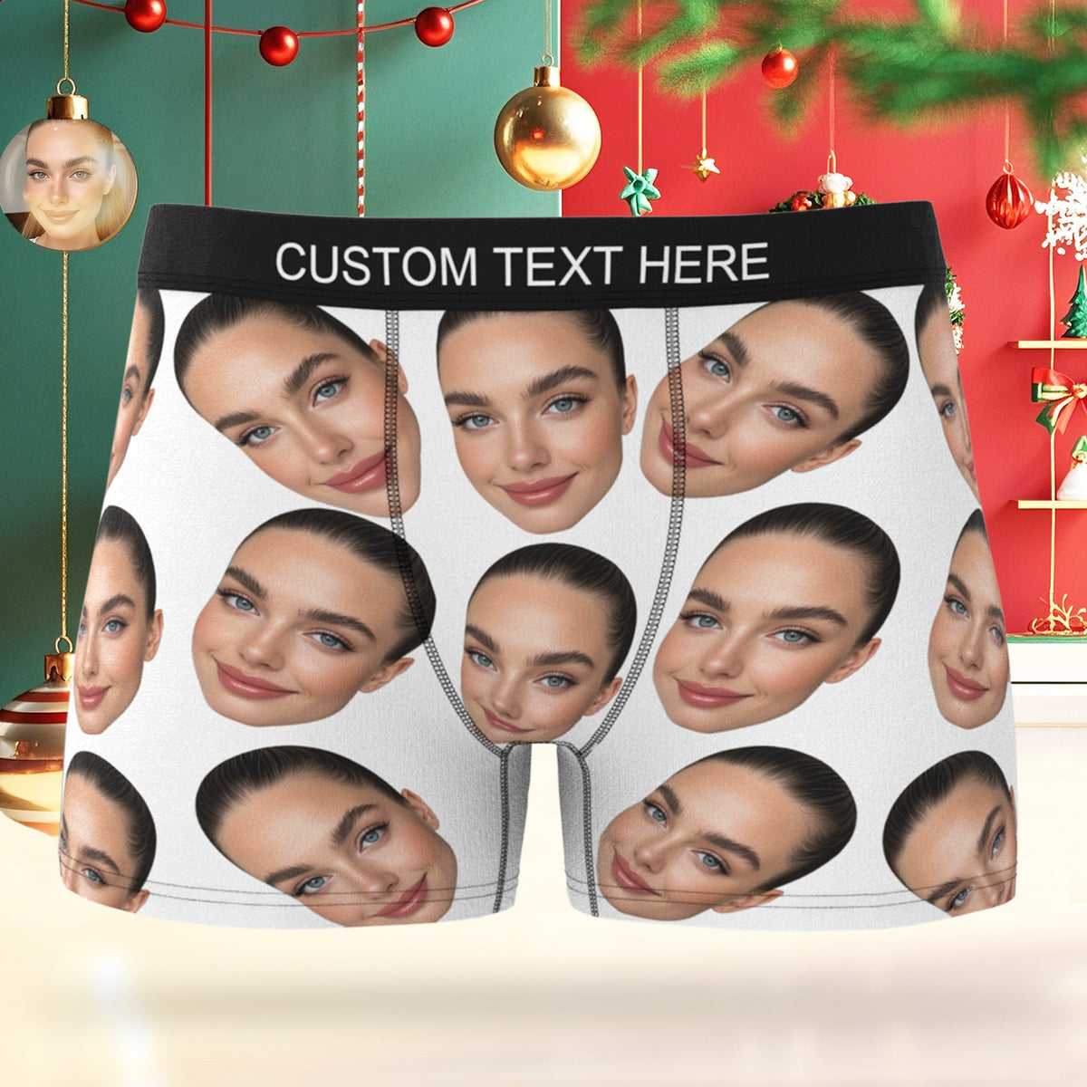 Custom Big Face Boxer Personalized Boxer Briefs Gift for Boyfriend Valentine's Gift