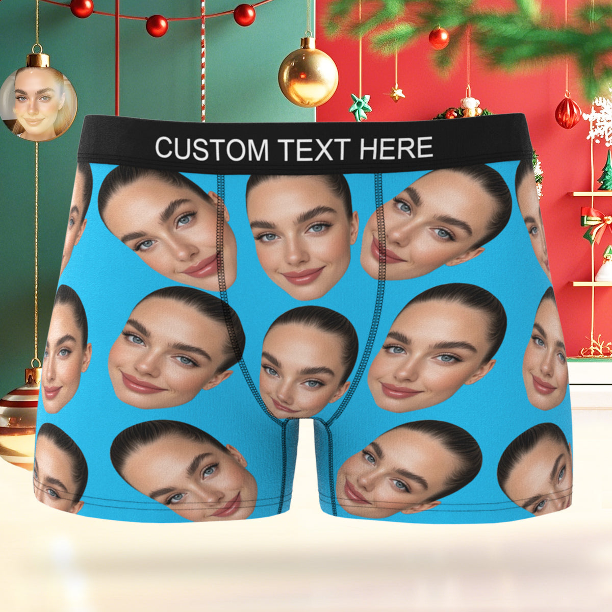 Custom Big Face Boxer Personalized Boxer Briefs Gift for Boyfriend Valentine's Gift