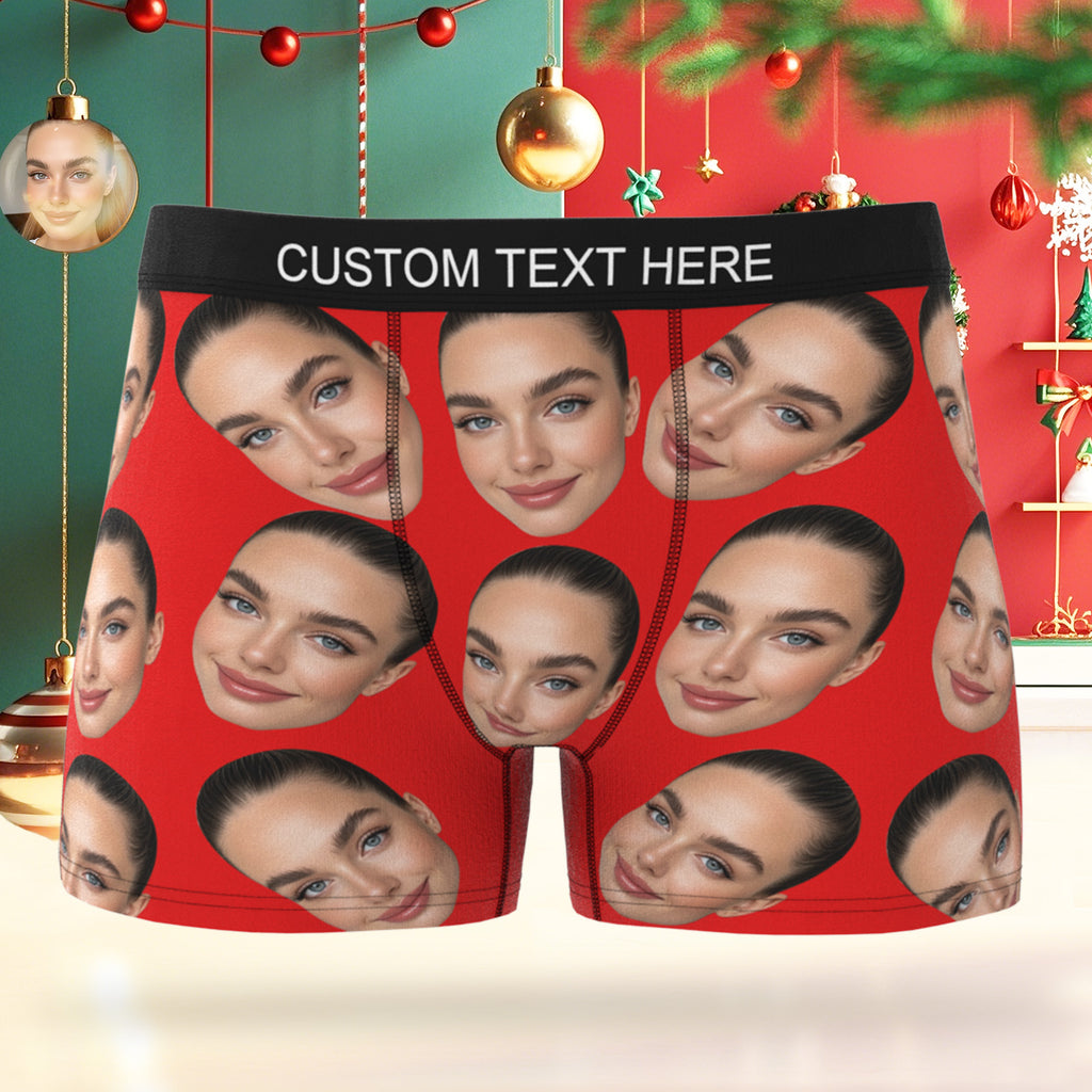 Custom Big Face Boxer Personalized Boxer Briefs Gift for Boyfriend Valentine's Gift