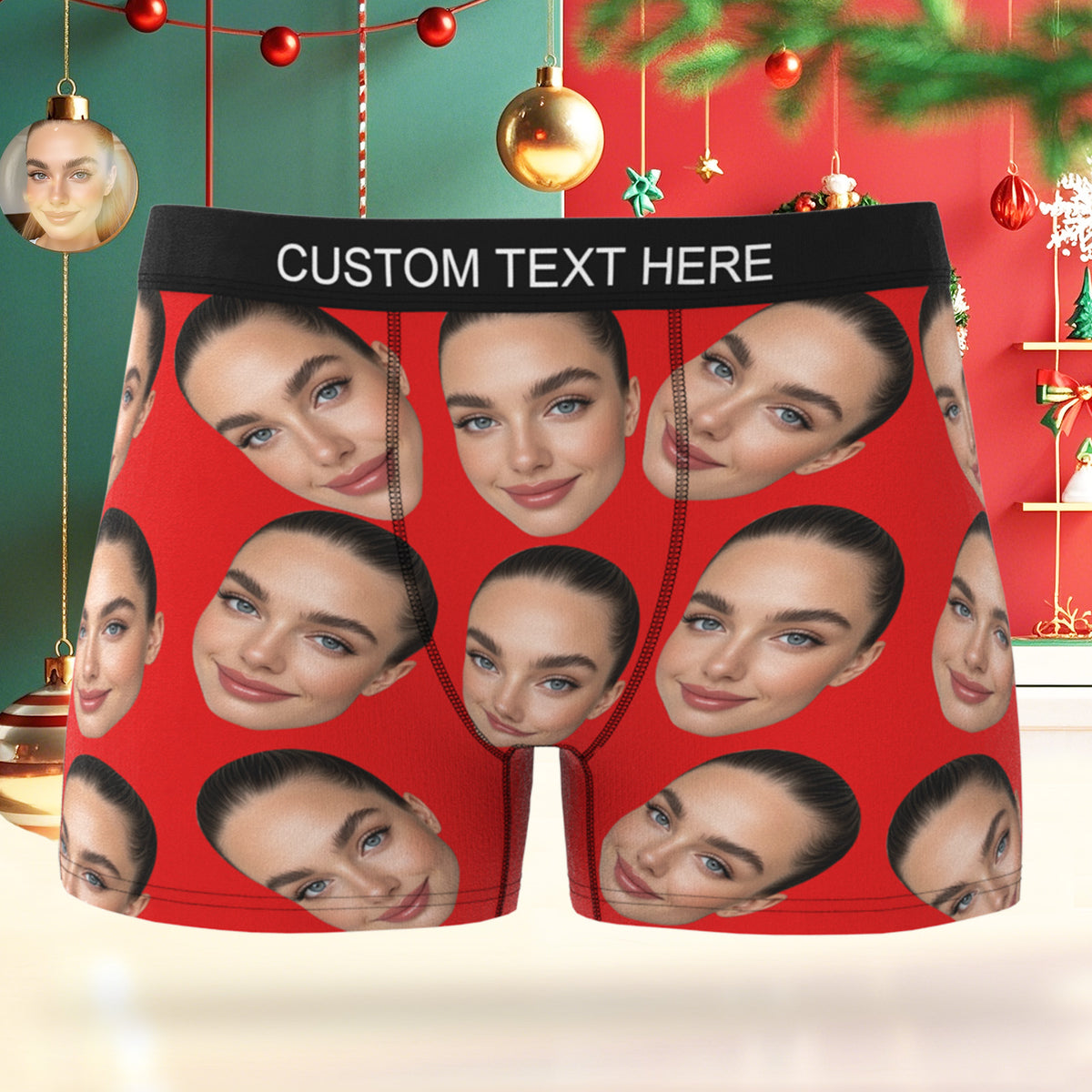 Custom Big Face Boxer Personalized Boxer Briefs Gift for Boyfriend Valentine's Gift