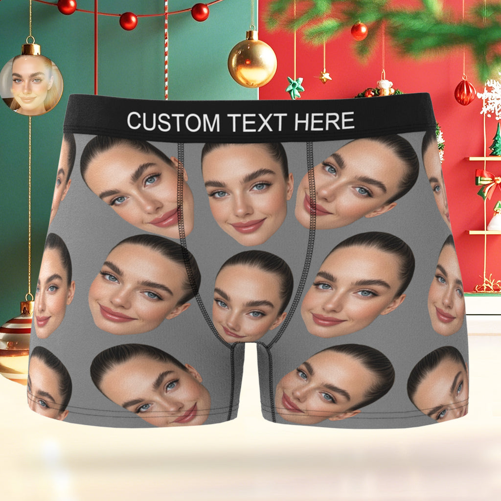 Custom Big Face Boxer Personalized Boxer Briefs Gift for Boyfriend Valentine's Gift