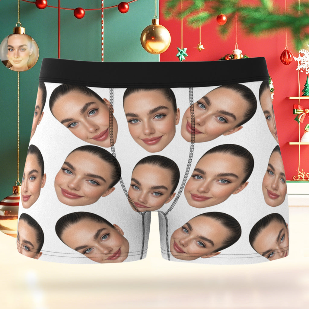 Custom Big Face Boxer Personalized Boxer Briefs Gift for Boyfriend Valentine's Gift
