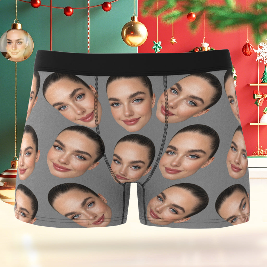 Custom Big Face Boxer Personalized Boxer Briefs Gift for Boyfriend Valentine's Gift