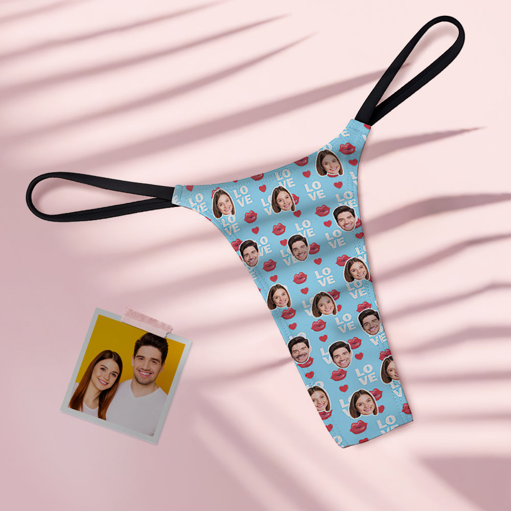Custom Face Love Women's Tanga Thong Lip Print Valentine's Day Gift