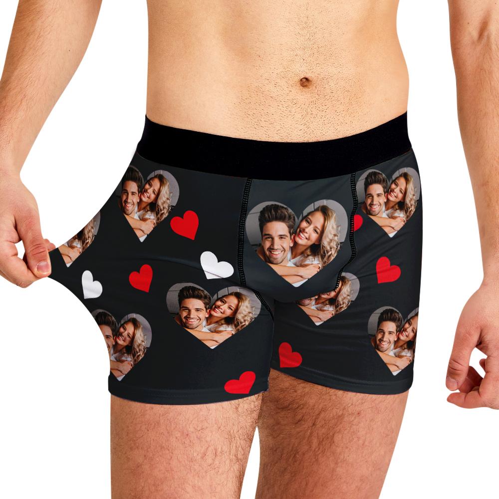 Custom Boxer Men's Shorts Avatar And Heart Shaped Gift For Couples