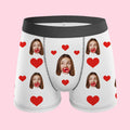 Custom Face AR View Boxers Personalized Heart and Lips Underwear Gift For Boyfriend
