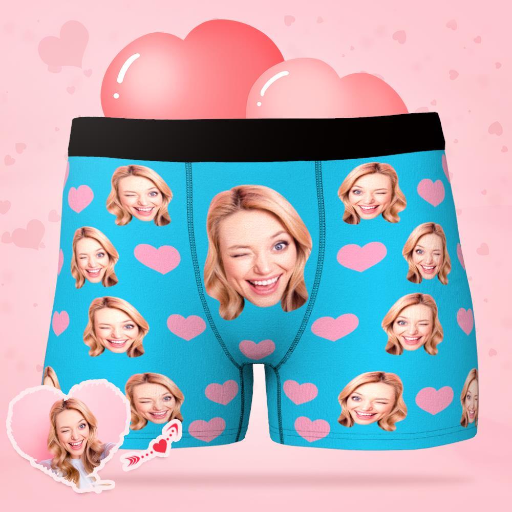 Custom Face Boxer Briefs with Little Heart for Husband Wedding Gift