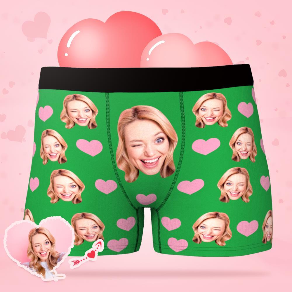 Custom Face Boxer Briefs with Little Heart for Husband Wedding Gift
