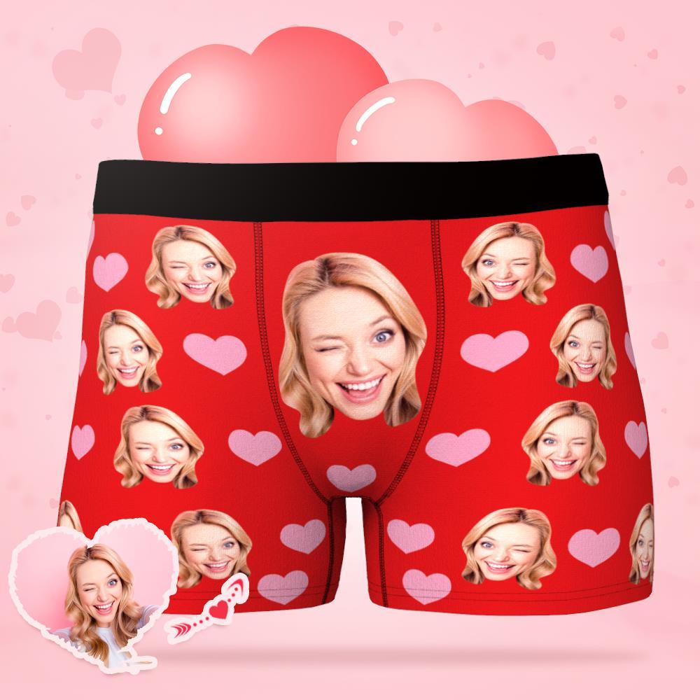 Custom Face Boxer Briefs with Little Heart for Husband Wedding Gift