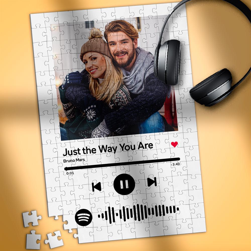 Scannable Spotify Code Puzzle Photo Engraved Puzzle White Themed Gifts