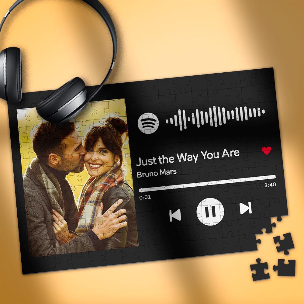 Scannable Spotify Code Puzzle Photo Engraved Puzzle Black Gift