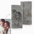 Photo Engraved Trifold Photo Wallet Grey Leather