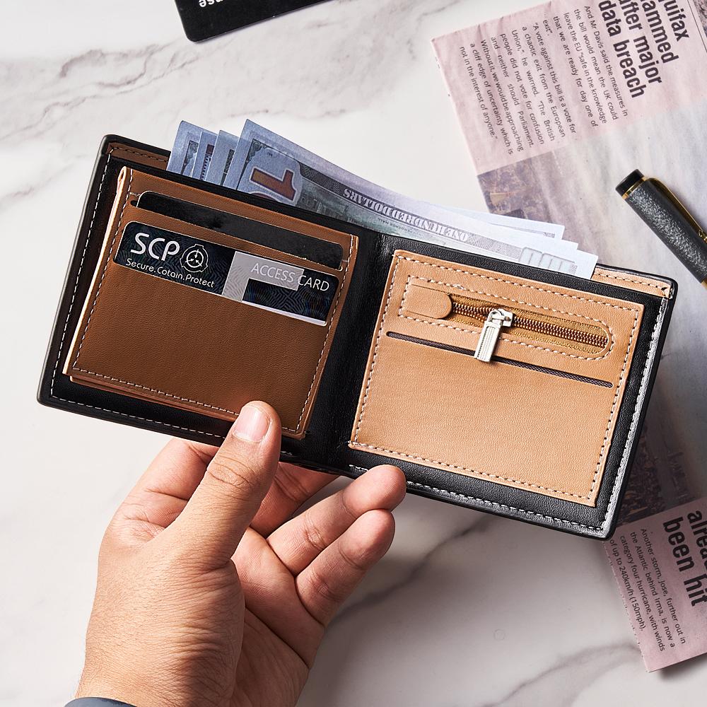 Personalized Photo Engraved Men's Flip Wallet Black
